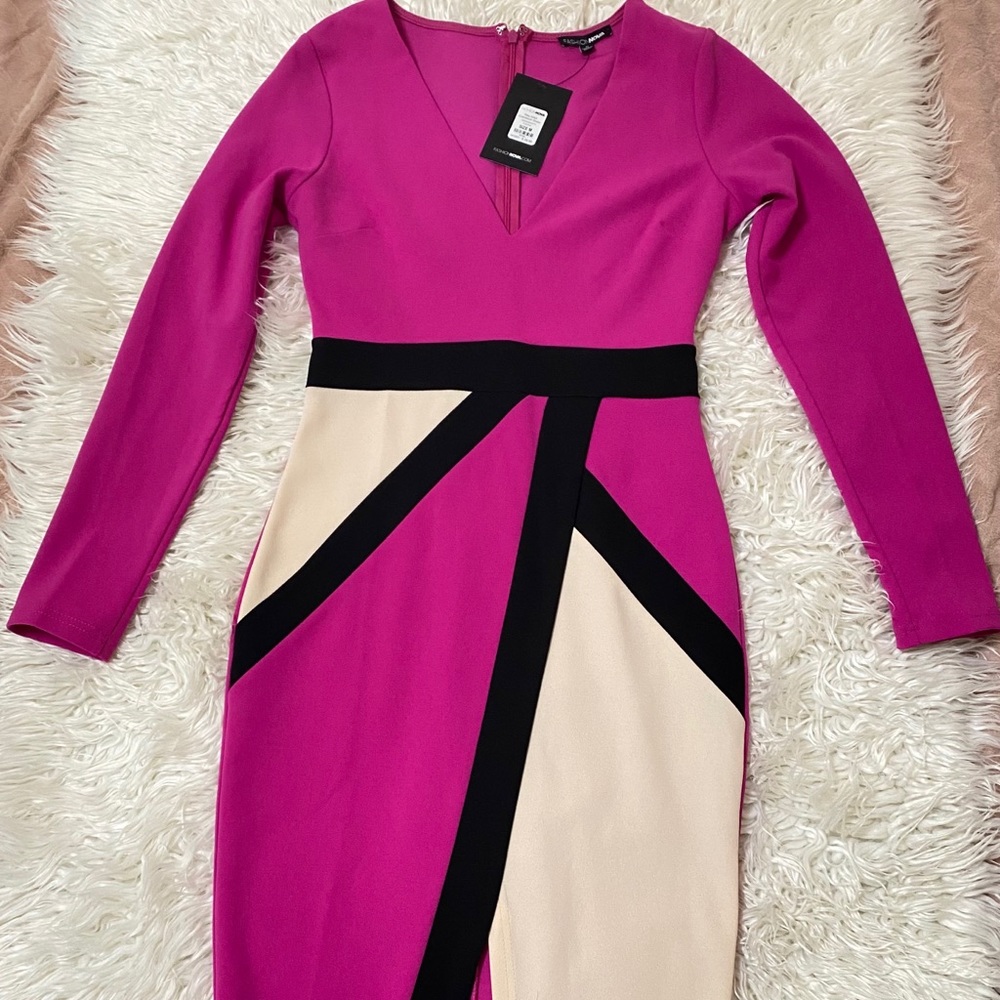 Fashion Nova Stay Solid Colorblock Dress